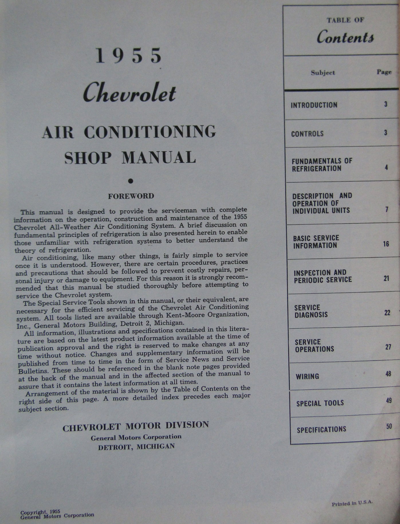 1955 Chevrolet Air Conditioning Shop Manual - 2