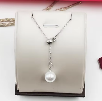 Halsband "Lonely Pearl" med kedja i  925 Sterling Silverplätering