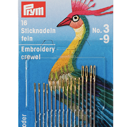 Embroidery crewel needles No. 3–9 PRYM 125 542 for fine embroidery