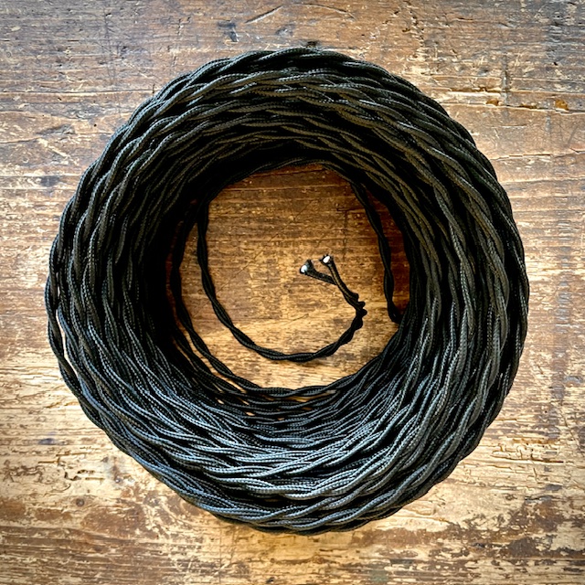 Braided textile cable black - 0,5 m - 2 x 0,75mm²