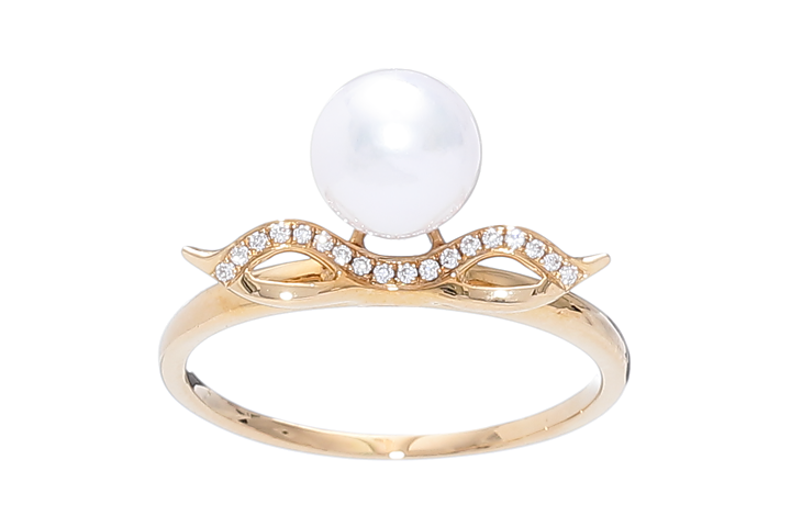 product-image Perlenring-Akoya in AAA-Qualität mit gold und Diamanten