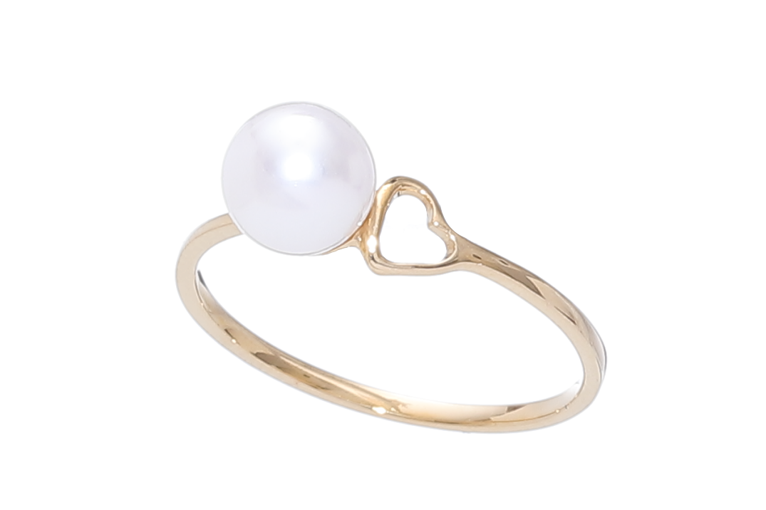 Perlenring-Akoya in Gold gefasst - 4