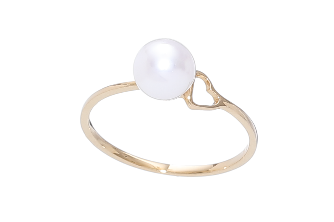 Perlenring-Akoya in Gold gefasst - 3