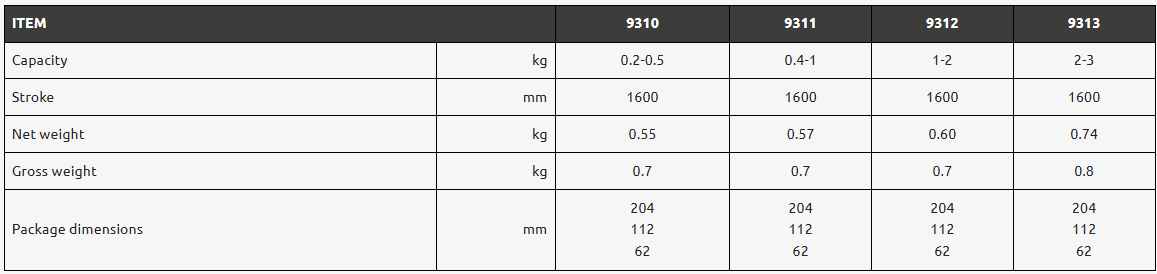 Balansblock fjäderretur 9313NY / Maxlast: 2-3 kg - 3