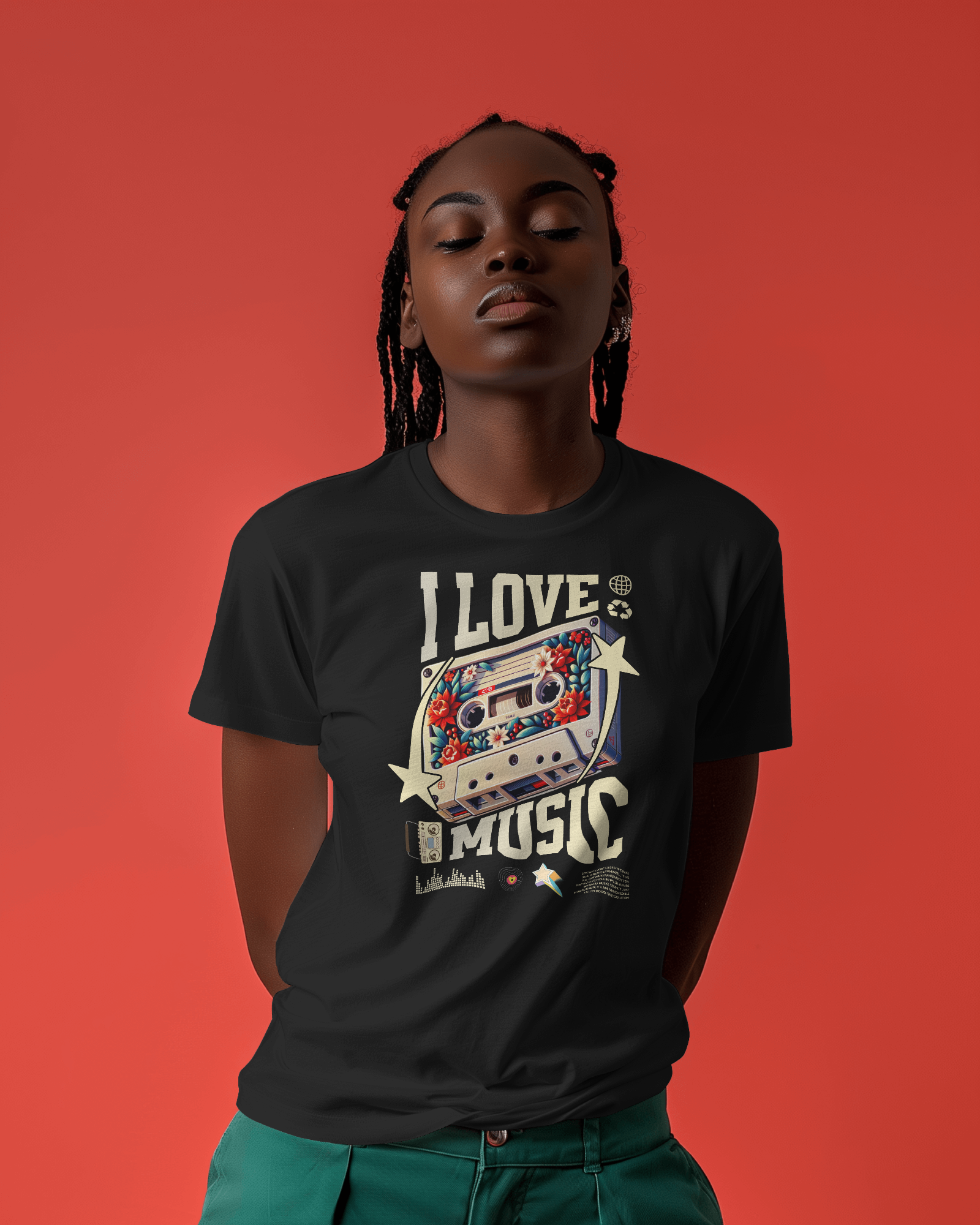 I Love Music T-shirt Black