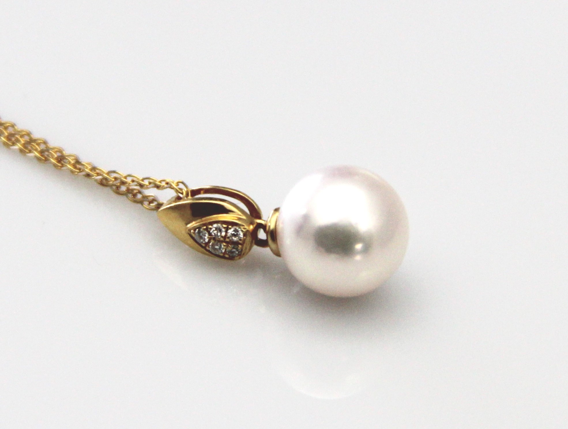 Perlenanhänger-Akoya in AAA-Qualität mit Gold und Diamanten 9–9.5 mm - 3