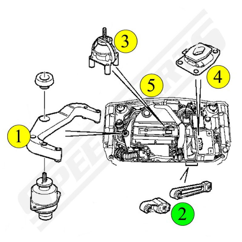 Engine mount front 9-5 Man 98-99 (2) - 2