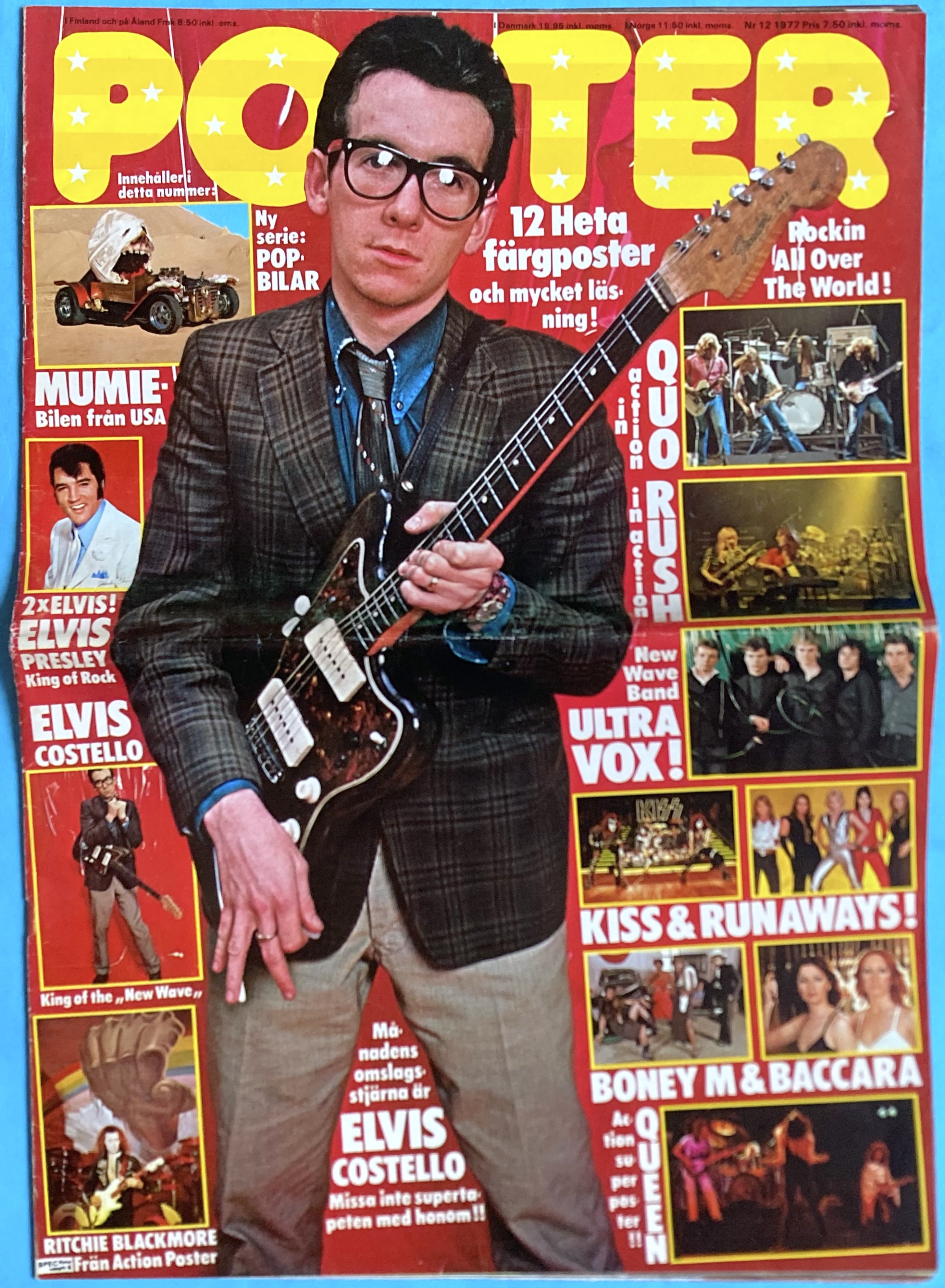 TIDNINGEN POSTER - Nr 12 1977 - ELVIS COSTELLO omslag