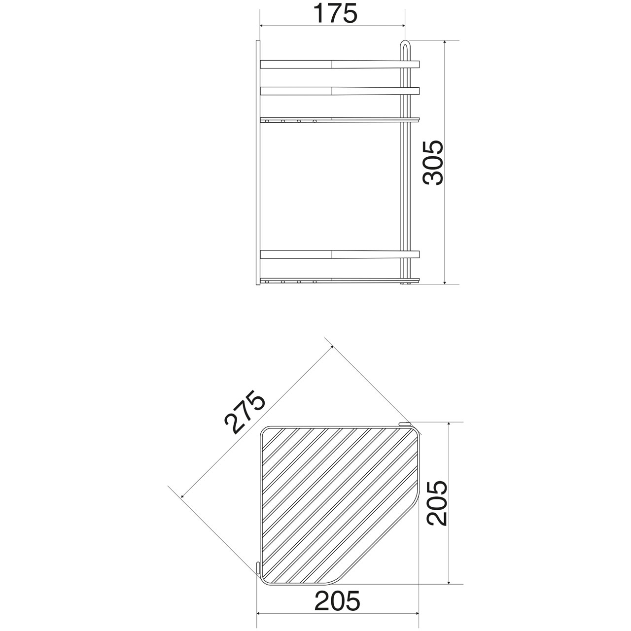 Trådhylla Satin hörn 2-plan (svart) - 3