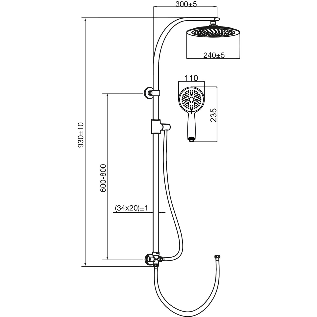 Alasca Black overhead showerset - 2