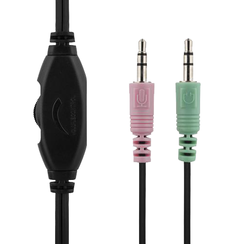 Deltaco Stereo Headset, stora kåpor, volymkontroll, 2x 3,5mm, 2m, svart - 3