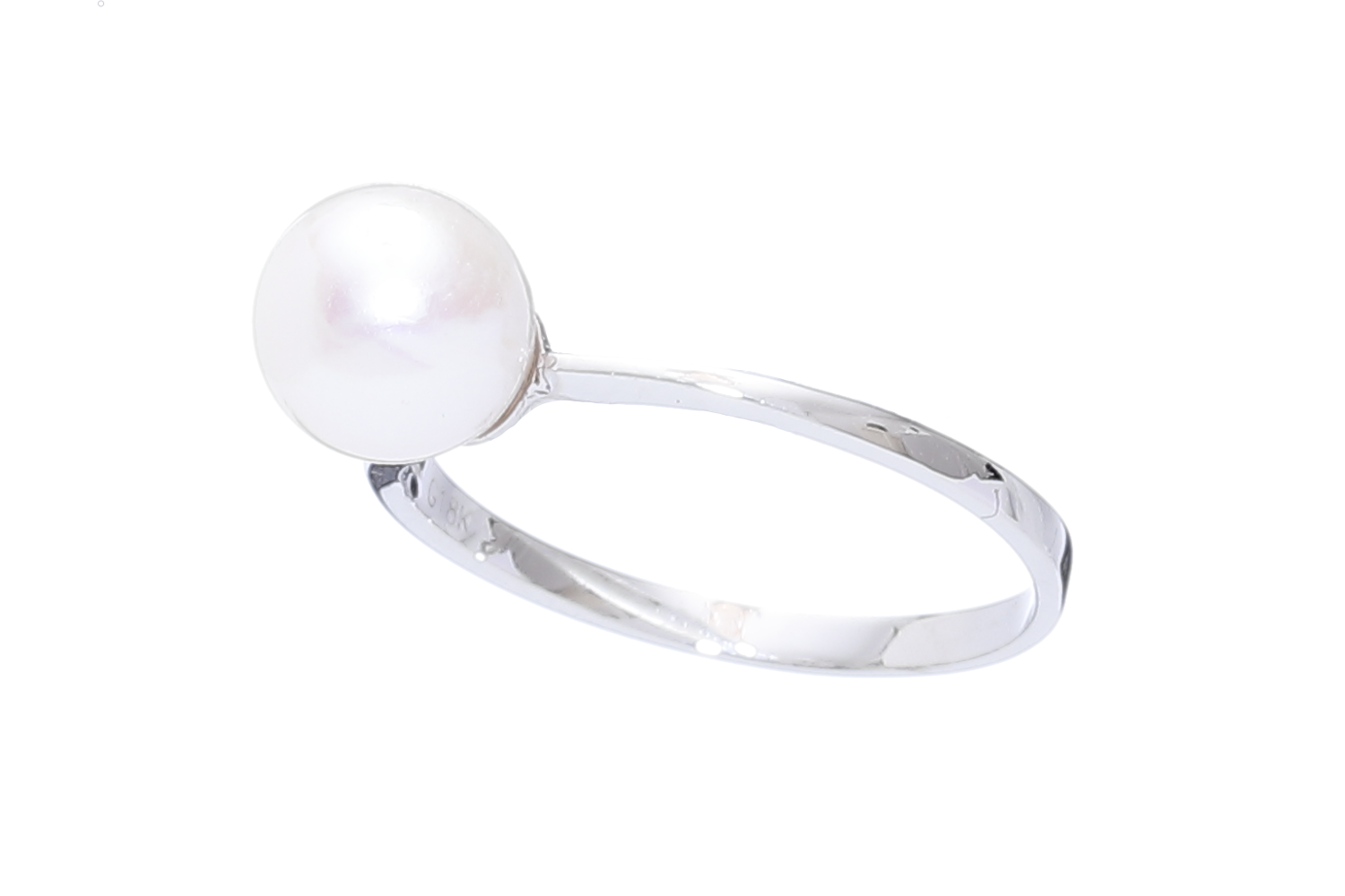 Akoya pearl ring set in white gold - 2