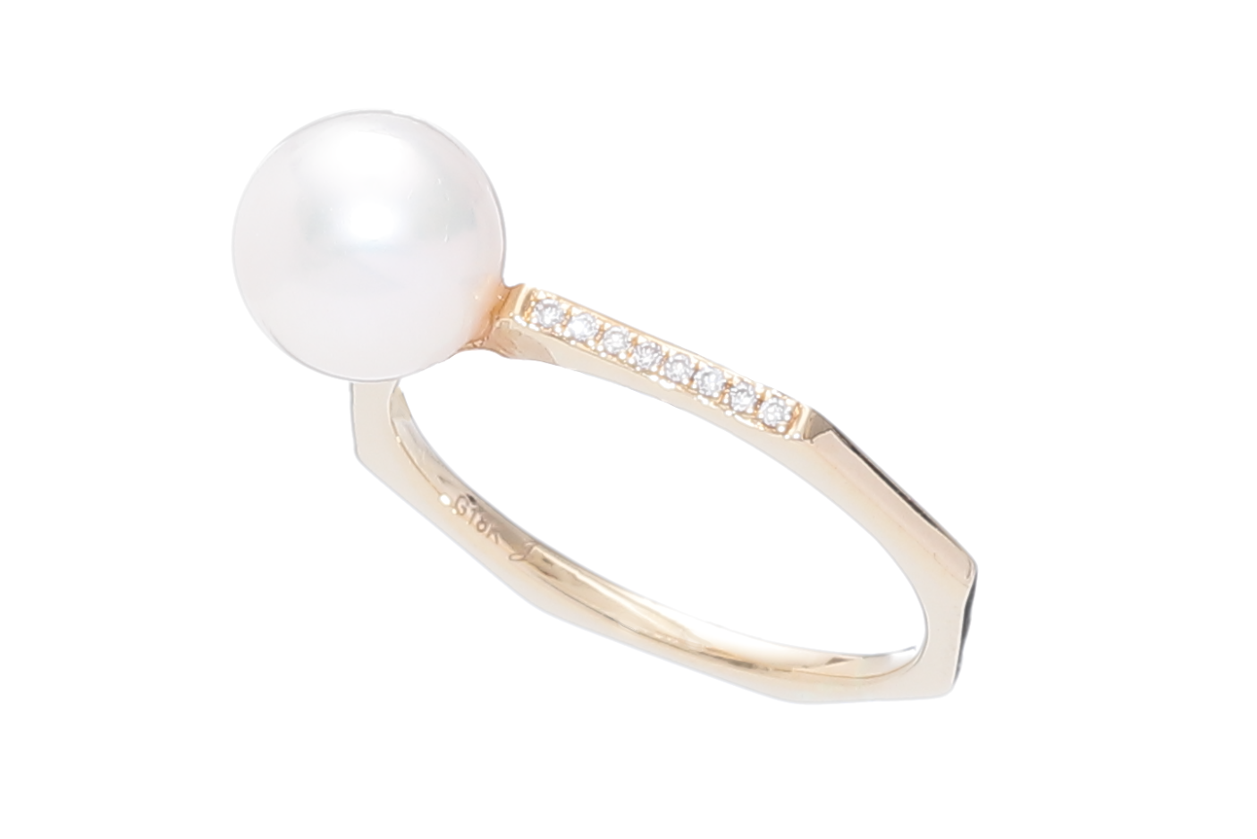 Perlenring,-Akoya in 18 Karat Gold mit Diamanten - 2