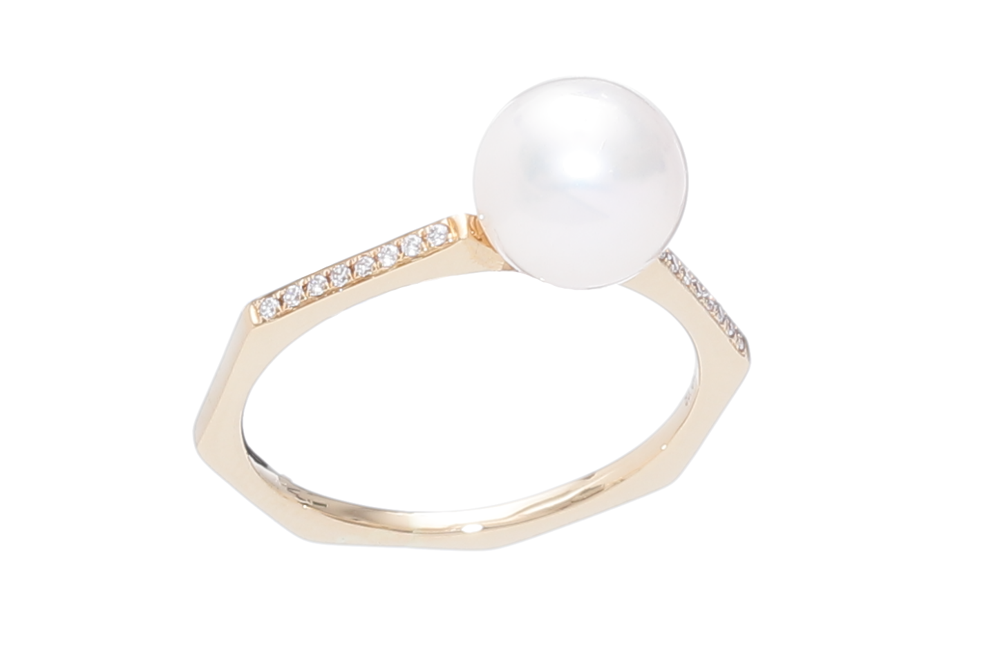 Perlenring,-Akoya in 18 Karat Gold mit Diamanten - 3