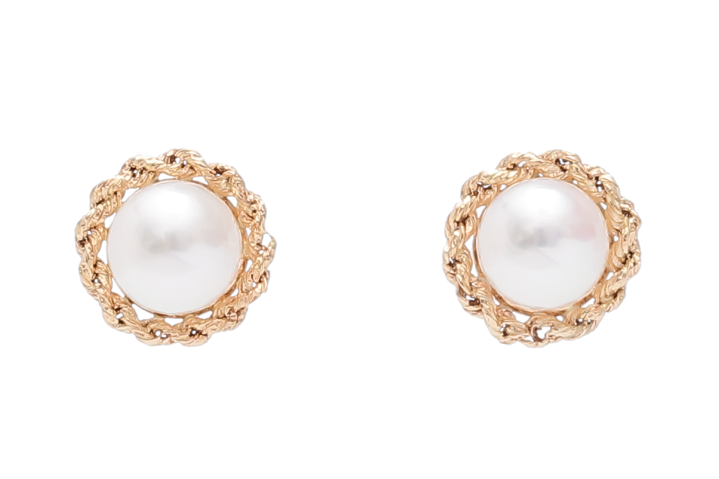 Perlenohrringe-Akoya in AAA-Qualität in Gold 6.5 mm