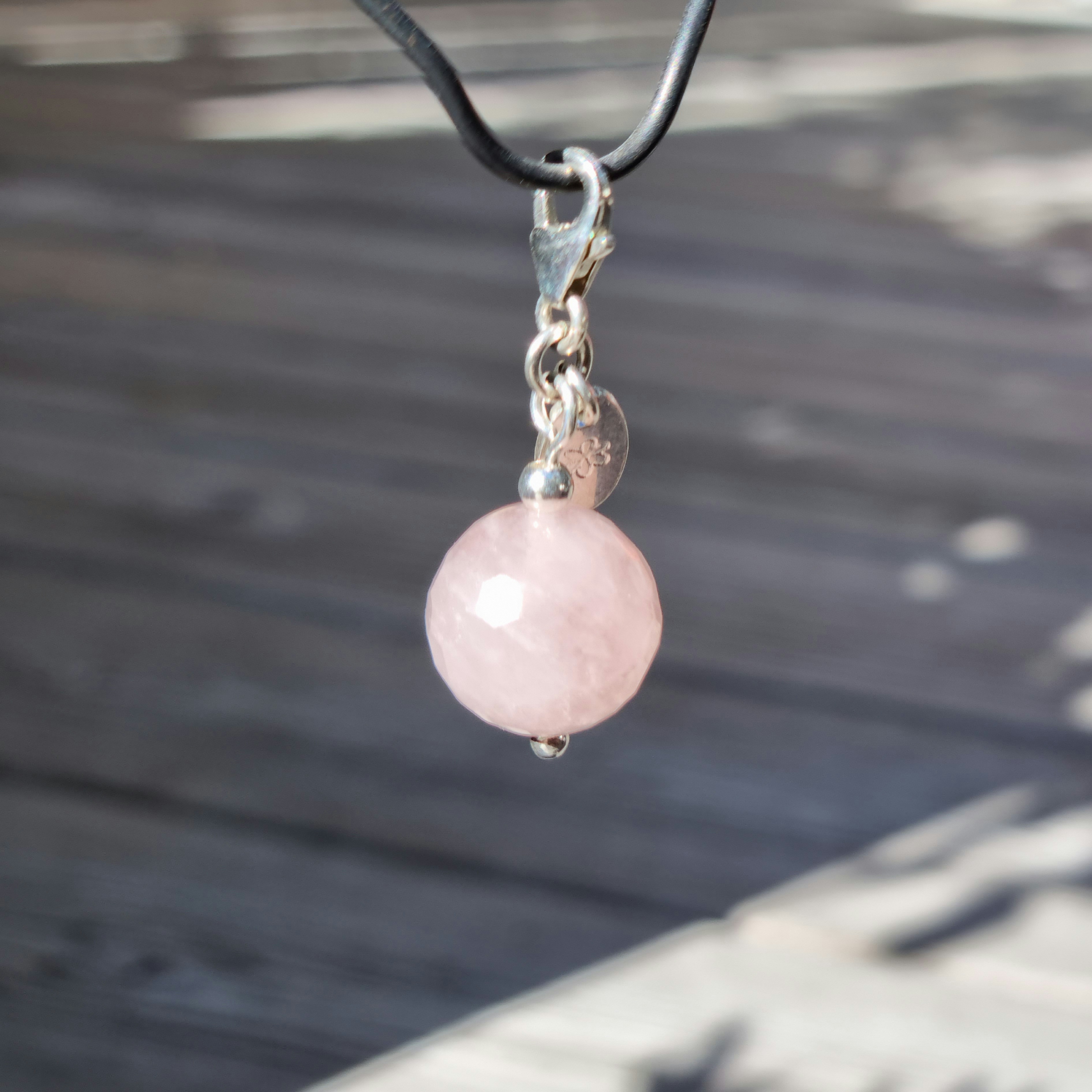 Berlock facetterad rosenkvarts - 925 sterling silver