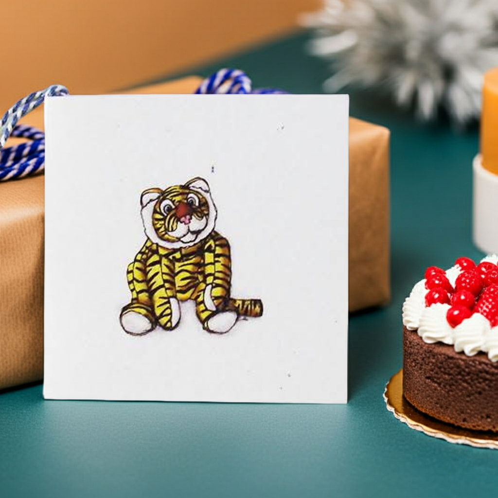 Dubbelt paketkort - Tiger