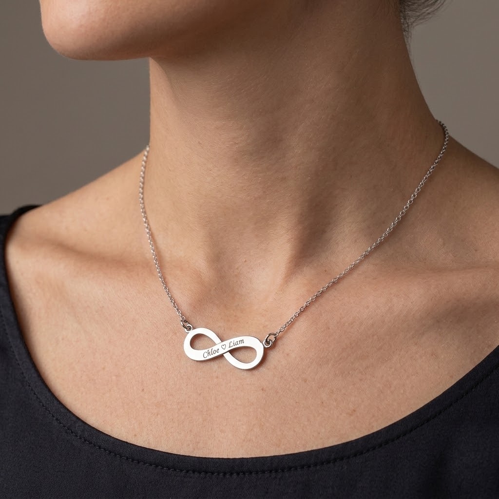 Infinity, Halsband med gravyr - Silver - 3