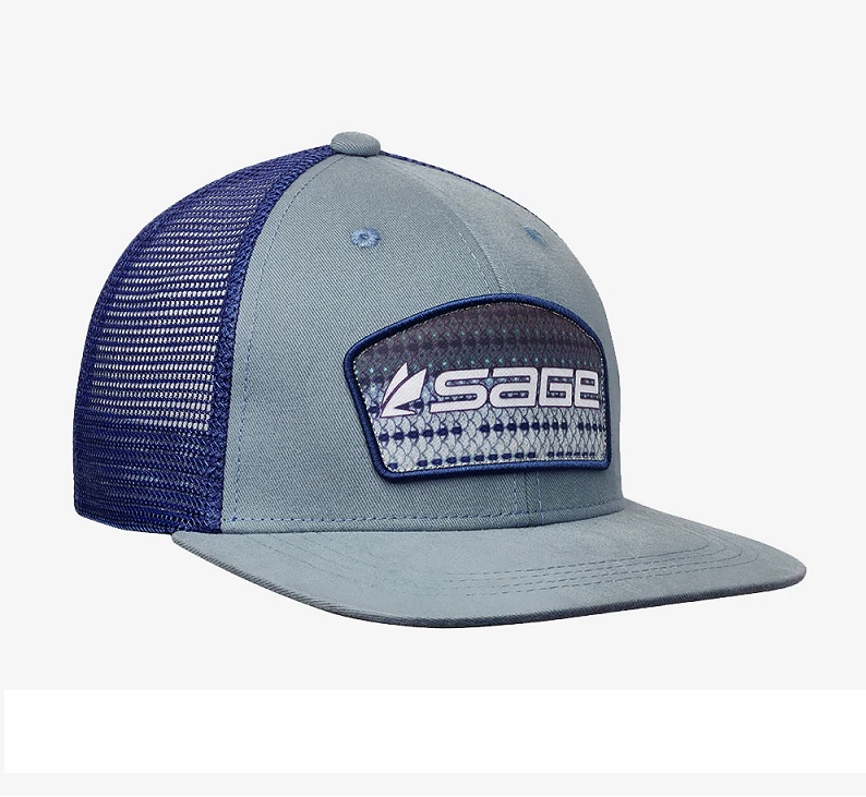 Sage Patch Trucker Cap - Blue Striper