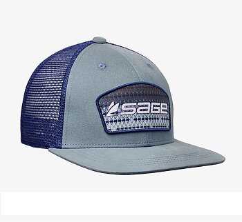 Sage Patch Trucker Cap - Blue Striper