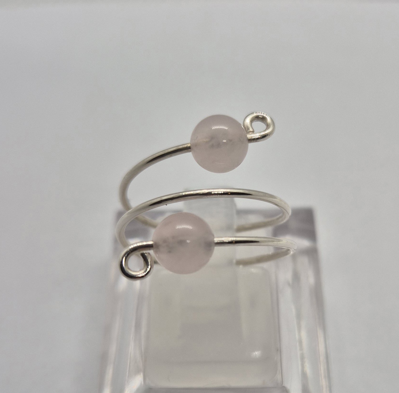 Trådring med två rosenkvarts - 925 Sterling Silver  - 2
