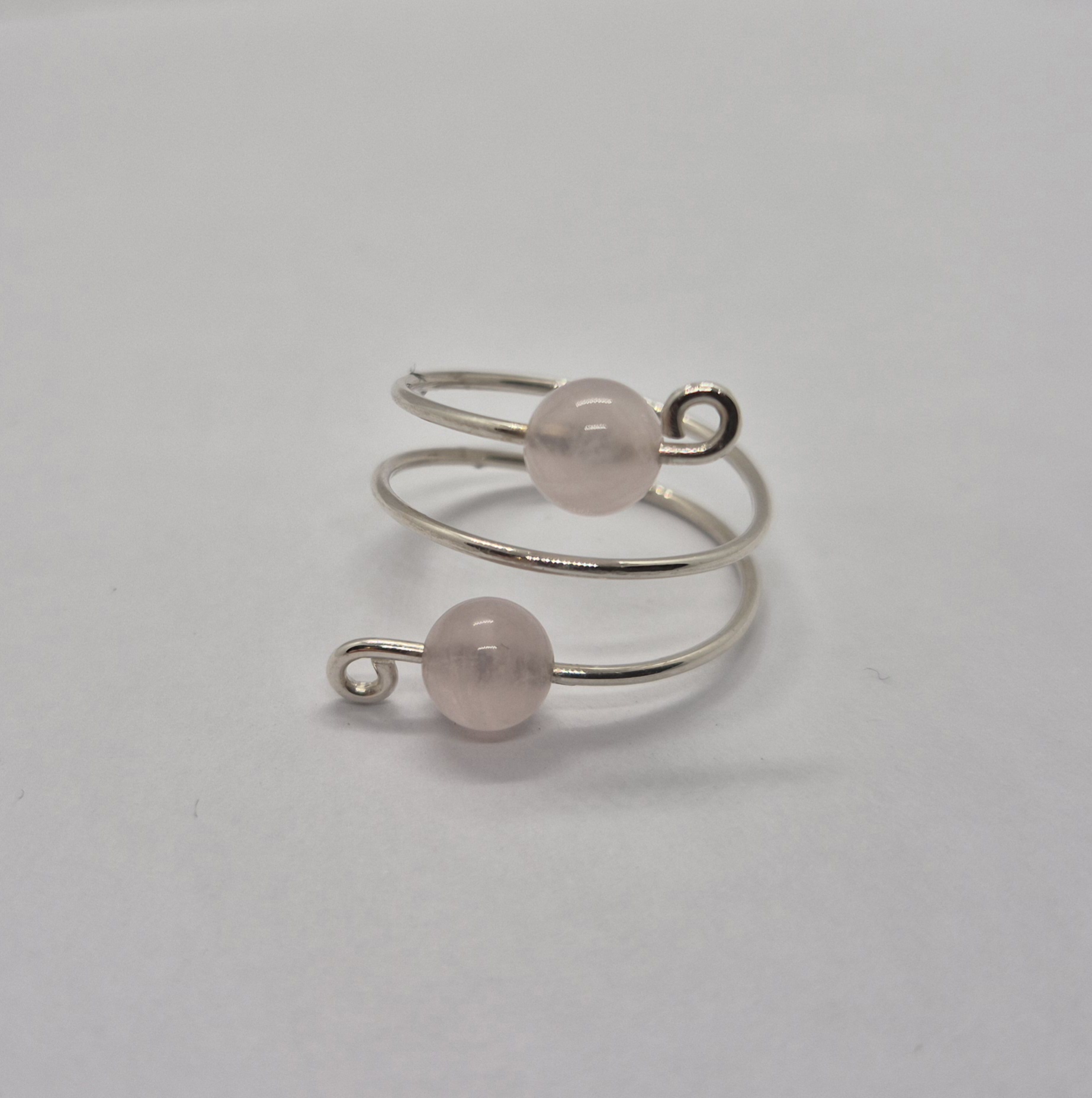 Trådring med två rosenkvarts - 925 Sterling Silver 