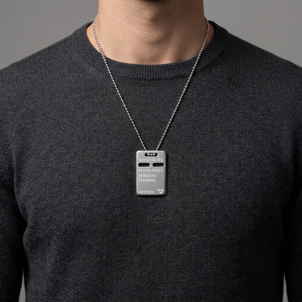 ID bricka, Halsband med gravyr - Silver - 5