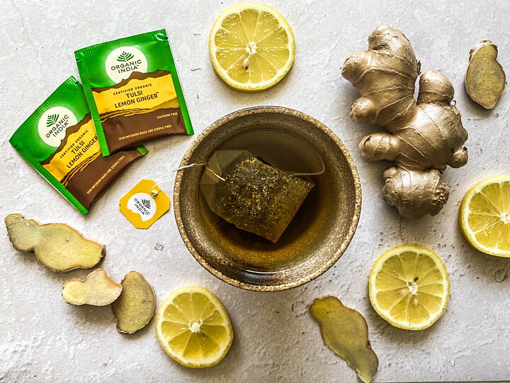 Tulsi Lemon Ginger Te Eko, 25 tepåsar Organic India