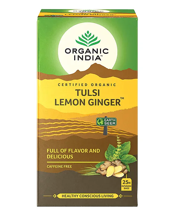 Tulsi Lemon Ginger Te Eko, 25 tepåsar Organic India