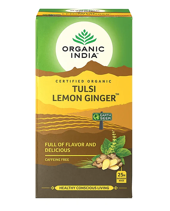 Tulsi Lemon Ginger Te Eko, 25 tepåsar Organic India