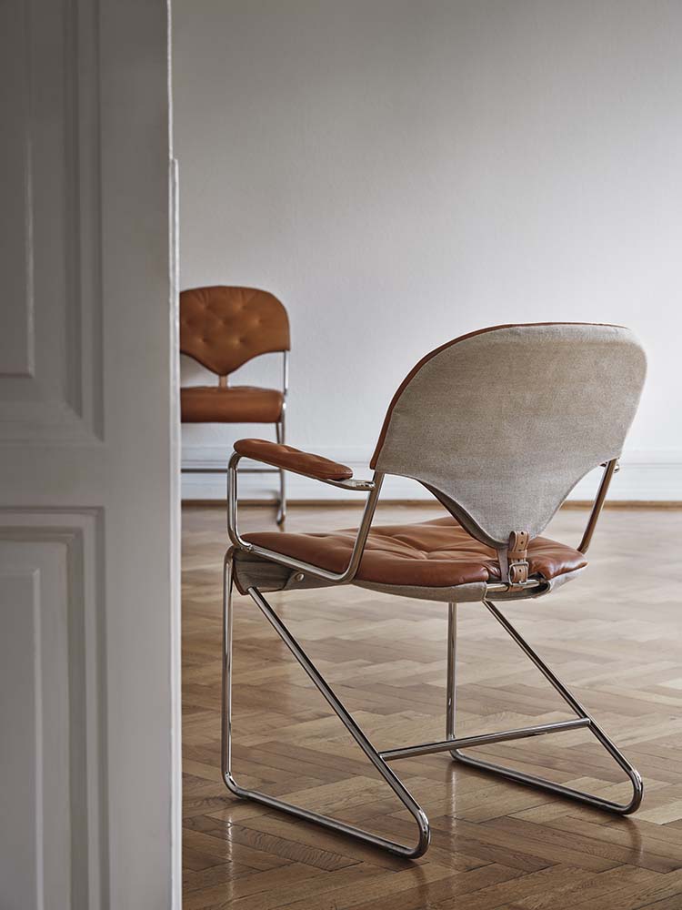 Sam Armchair - Chrome stand (Leather several choices) - Dux  - 5