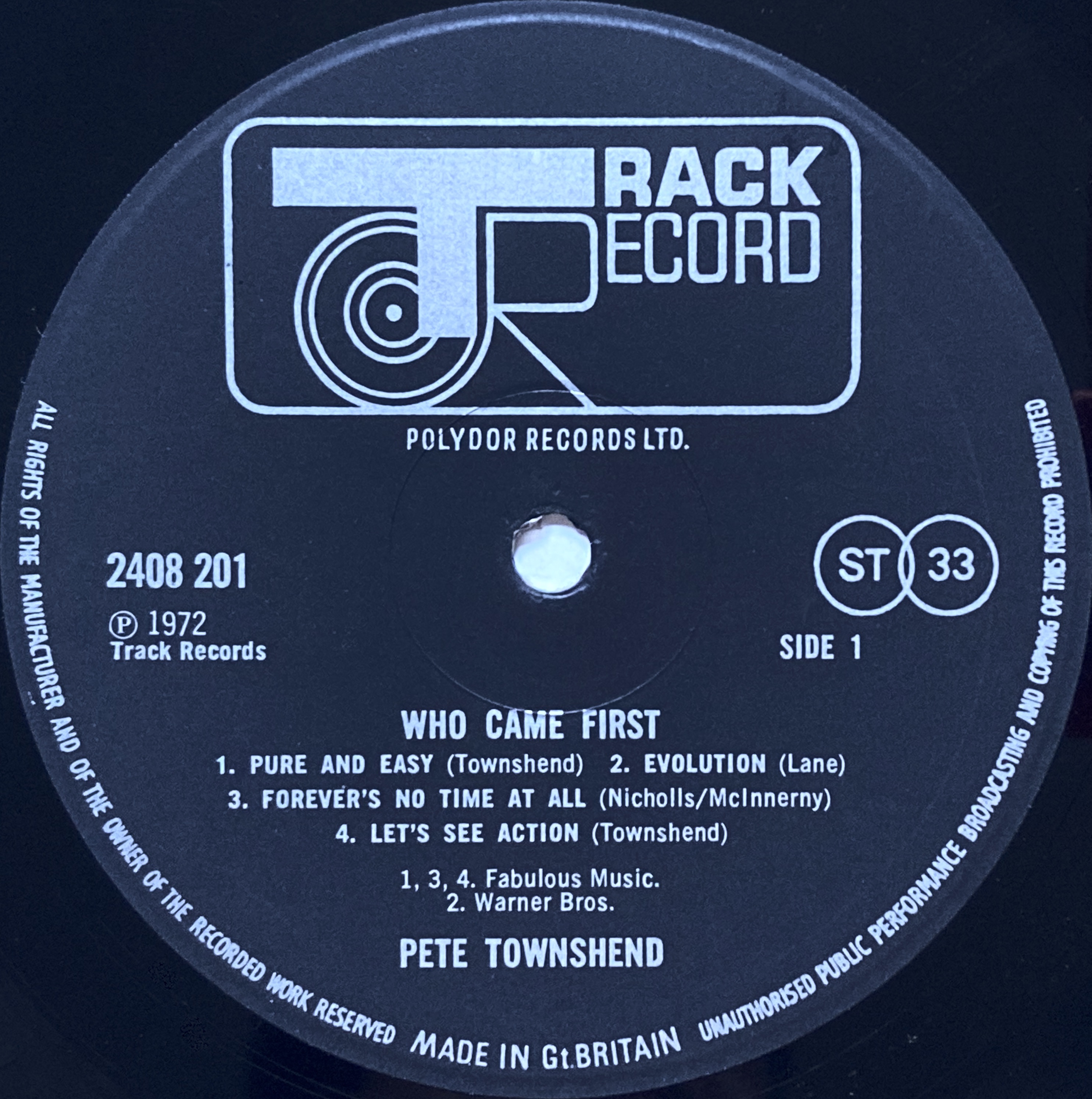 PETE TOWNSHEND - Who came first UK-orig Track LP 1972 - 4