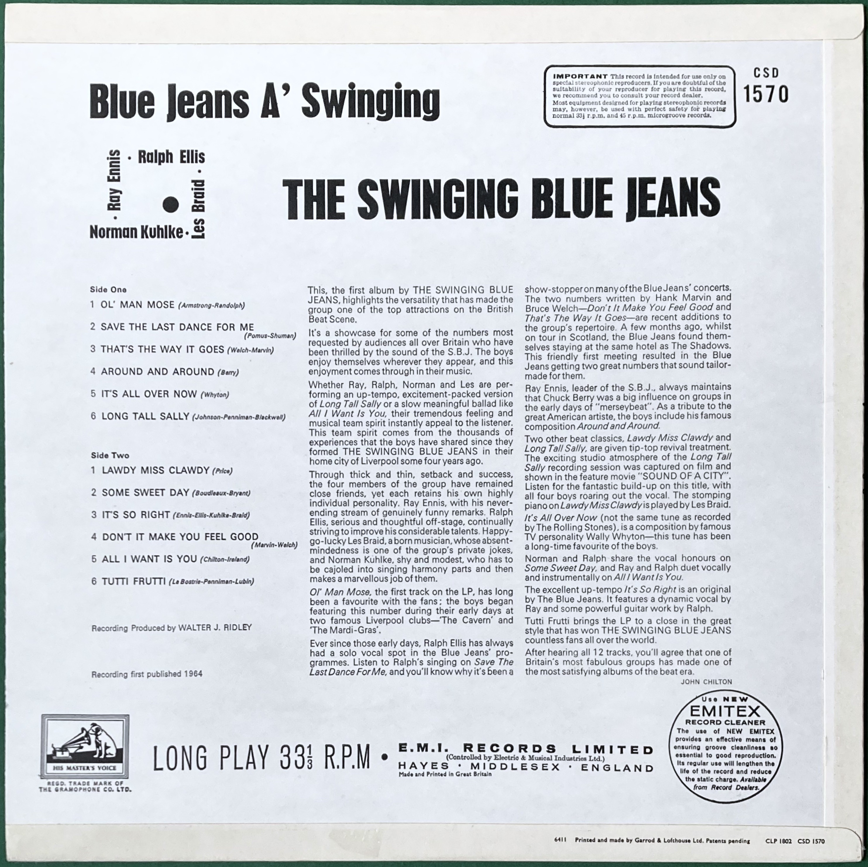 SWINGING BLUE JEANS - Blue jeans a´ swinging UK-orig LP 1964 - 3