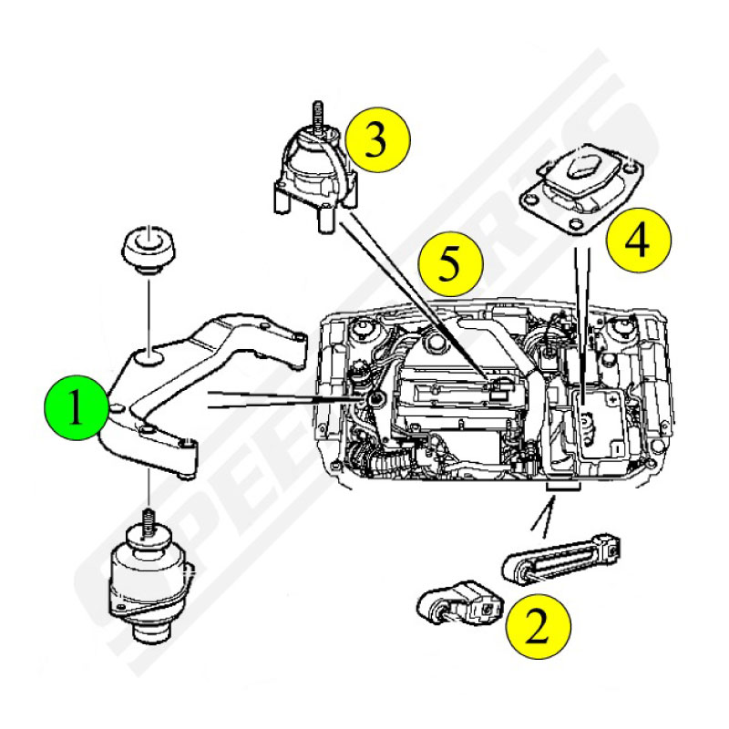 Engine mount Right upper 9-5 V6 98-03 (1) - 3