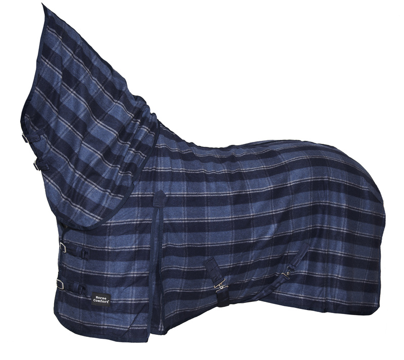 Ulldekken med hals rutet navy