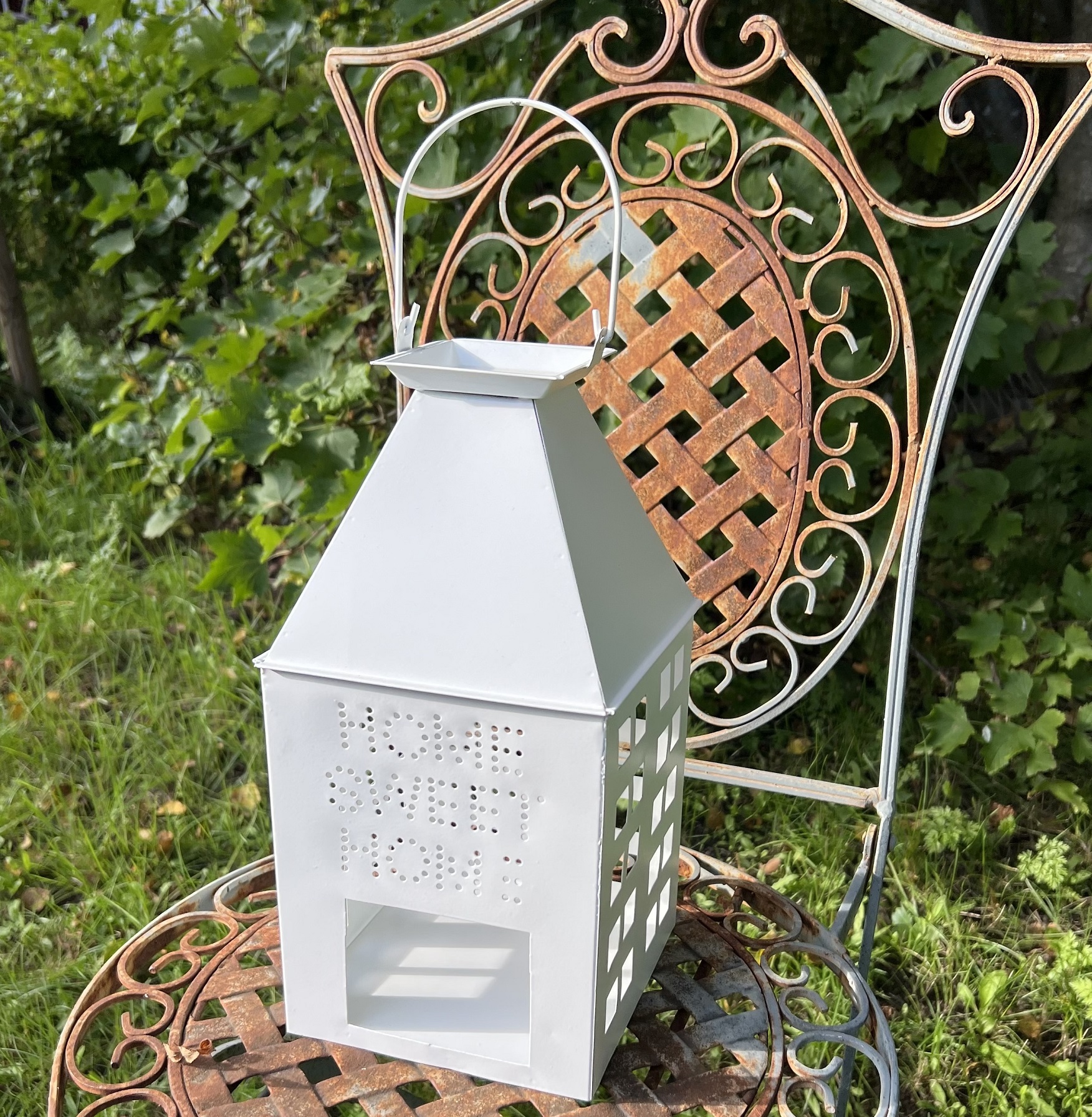 Stort ljushus huslykta vit HOME SWEET HOME shabby chic lantlig stil - 2