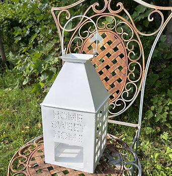 Stort ljushus huslykta vit HOME SWEET HOME shabby chic lantlig stil