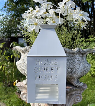 Stort ljushus huslykta vit HOME SWEET HOME shabby chic lantlig stil