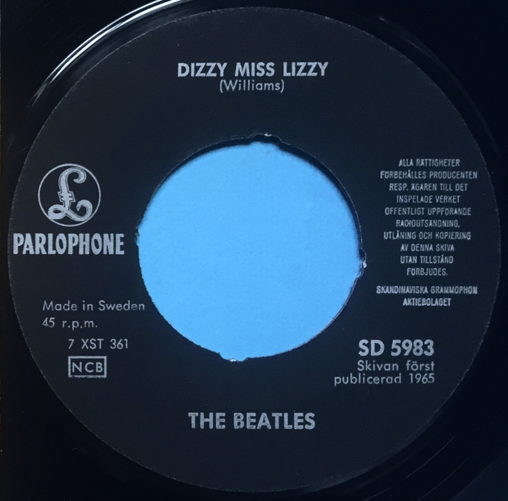 BEATLES - Dizzy Miss Lizzy  7" Orange Swe PS 1965 - 4