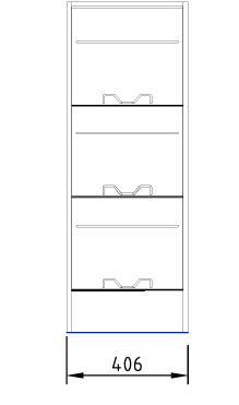 MEGA-MAG H:1100 – avishylle med vippe-låger til eksponering og skjult magasinopbevaring bag individuelle låger, med lysegrå låger som standard, til biblioteker og offentlige miljøer.