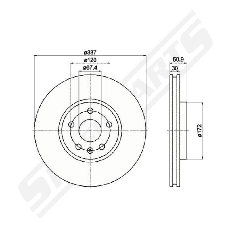 Brake dics front 9-5 10-12 337mm - 2