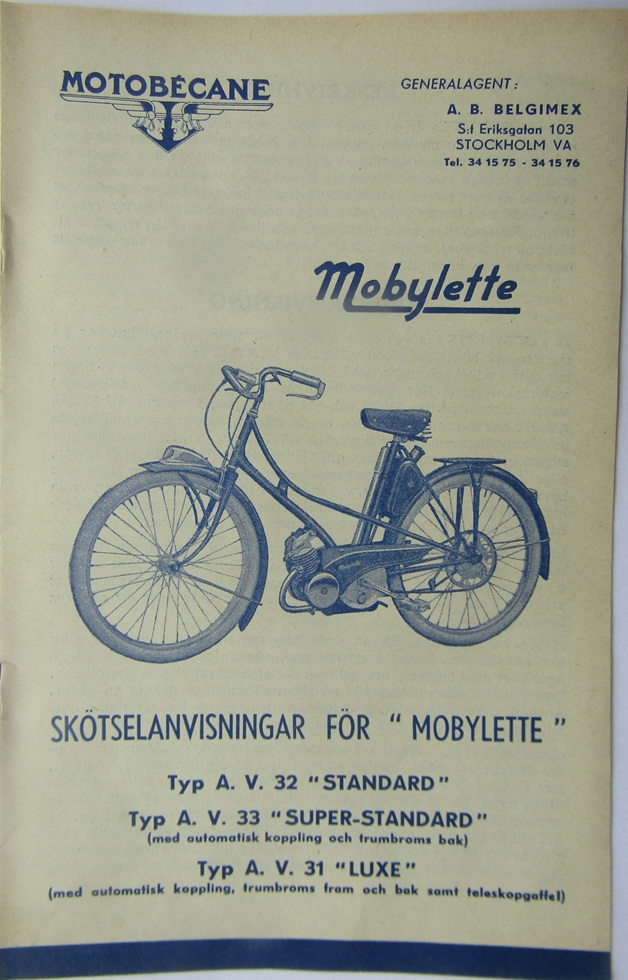 1954 Motobecane Mobylette instruktionsbok