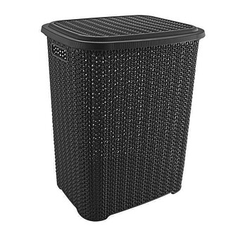 Tvättkorg svart rektangulär. 65 Liter