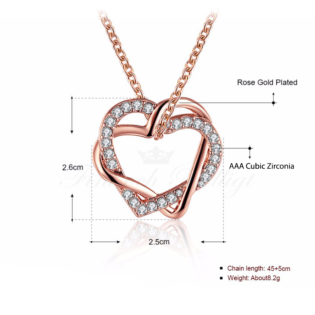 Twisted Heart Rosé - Halsband & Örhängen Smyckeset AAA Cubic Zirconia Diamanter 18k Roséguldpläterat - 5