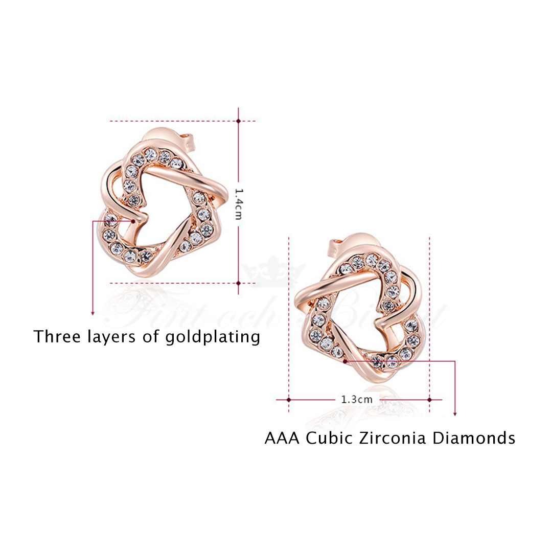 Twisted Heart Rosé - Halsband & Örhängen Smyckeset AAA Cubic Zirconia Diamanter 18k Roséguldpläterat - 6
