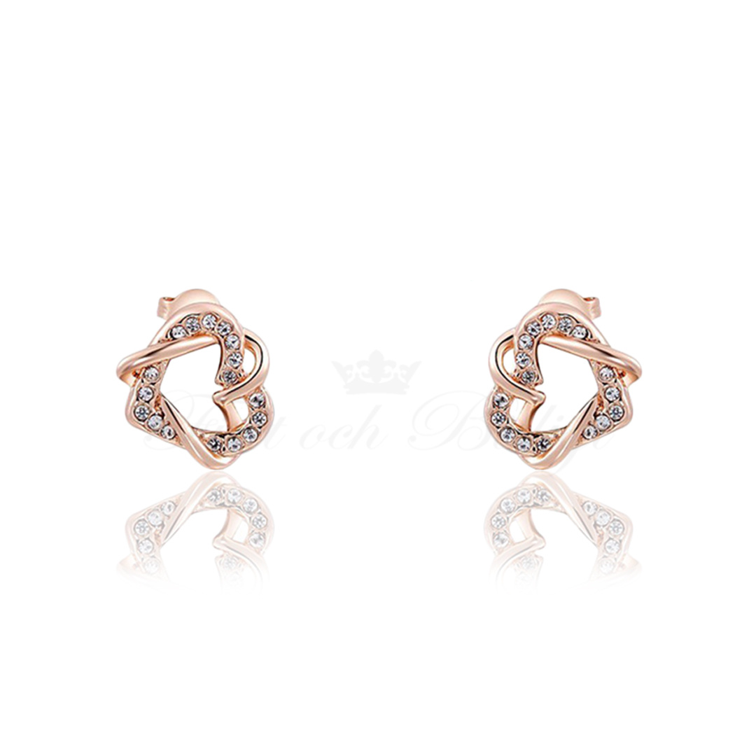 Twisted Heart Rosé - Halsband & Örhängen Smyckeset AAA Cubic Zirconia Diamanter 18k Roséguldpläterat - 3