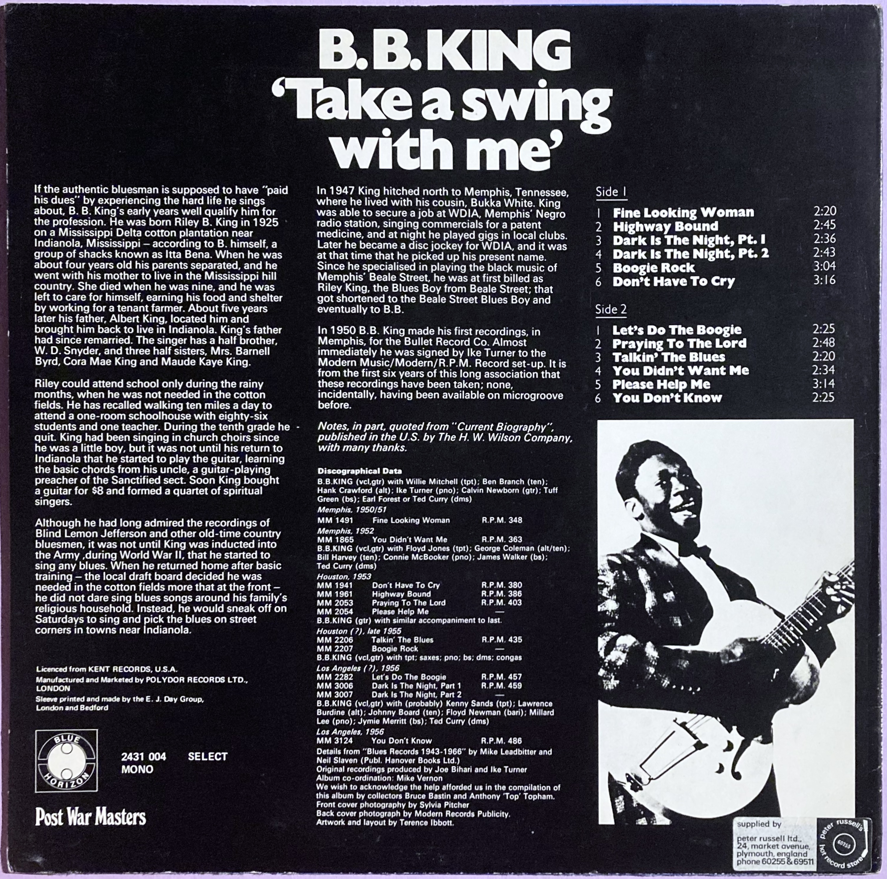 B.B. KING - take a swing with me UK orig LP 1971 - 2