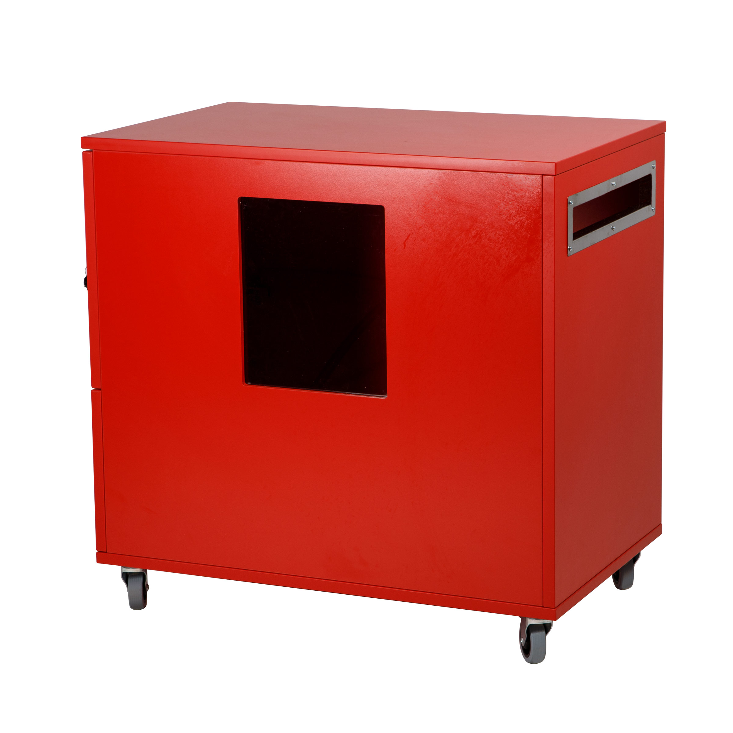 Window book return cabinet with double slots and viewing window for safe and gentle returns in libraries