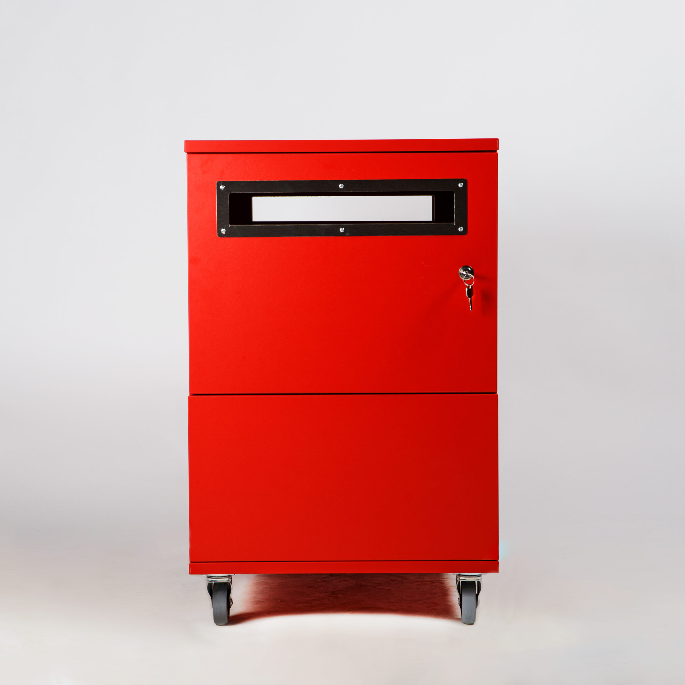 Window book return cabinet with double slots and viewing window for safe and gentle returns in libraries