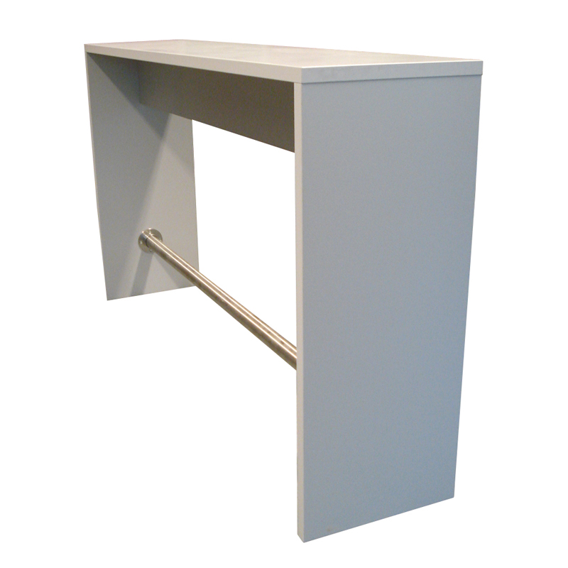 Ingrid Side Table – compact side and terminal table for libraries and public environments, available in sitting or standing height, with customizable colour combinations and options such as footrest and cable grommet.